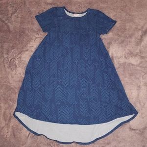 LuLaRoe XS Carly Dress - blue arrows - EUC